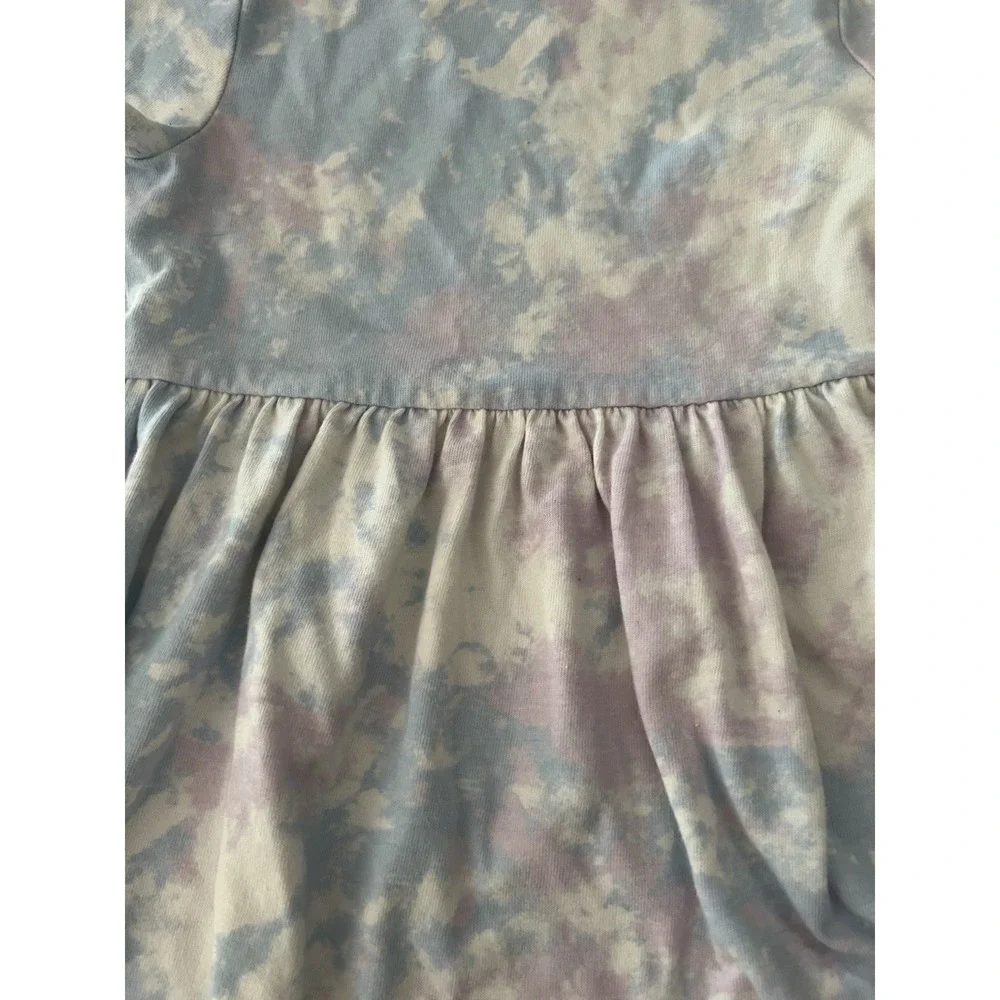 Cat &‎ Jack Girls 4T Tie Dye Short Sleeve Empire Waist Dress Blue Purple Cream